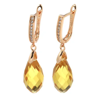 Women's Fashionable Temperament Yellow White Stone Earrings