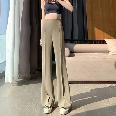 New Wide Leg High Waist Straight Slimming Draping Effect Casual Flared Pants