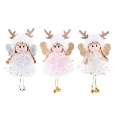 Christmas net yarn sequined antler angel pendant