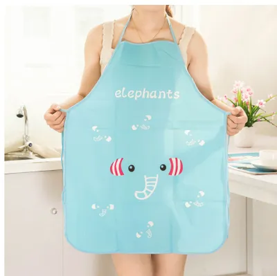 Kitchen Apron Female Waterproof Antifouling PVC Apron Cartoon Cute Household Hotel Sleeveless Work Children's Gown T