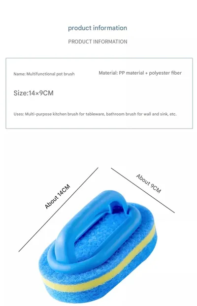 Kitchen Handle-style Pot Brush, Multi-functional Bathroom Tile Cleaning Brush, Double-layer Thickened Bathtub Brush, Sponge For Removing Stains.
