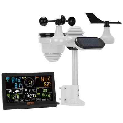 VEVOR 7-in-1 Wireless Weather Station, 7.5 In Large Color Display, Digital Home Weather Station Indoor Outdoor, For Temperature Humidity Wind Speed,Direction Rain UV, With Forecast Data, Alarm, Alerts