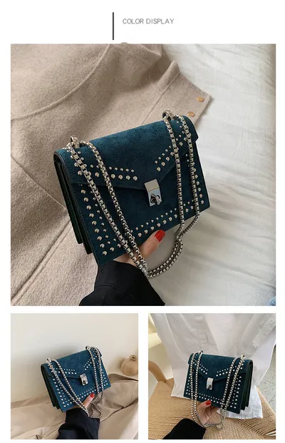 Studded small square bag Korean version of the matte crossbody bag