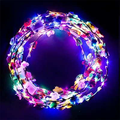 10-20 طوق شعر مزين بأزهار مضيئة بتقنية LED، تاج، إكليل، مناسب لحفلات الزفاف وأعياد الميلاد