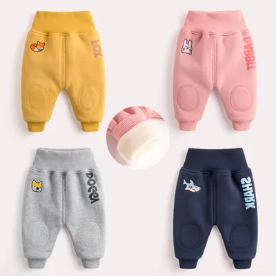 Baby winter plus velvet big PP pants