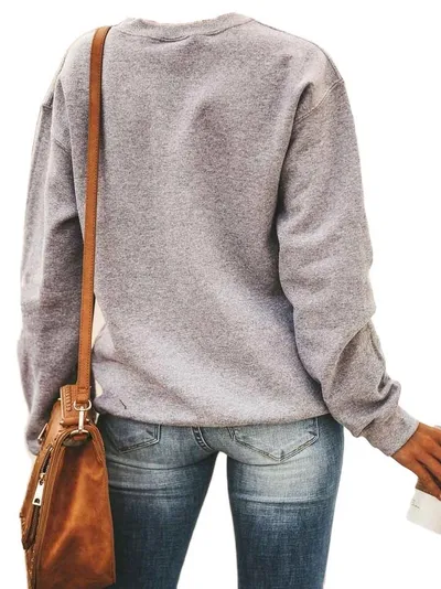 Women Loose Christmas Print Fleece Sweater
