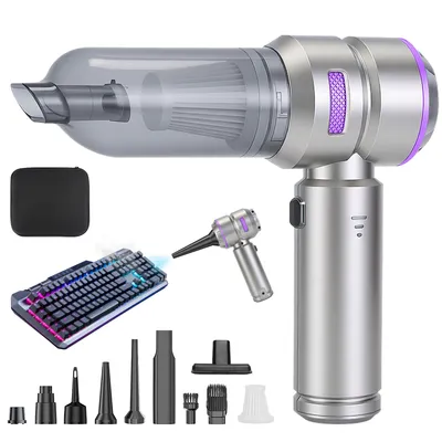 16000PA Handheld Car Vacuum Cleaner With Brushless Motor 2 Reusable Filters 4 In 1 Portable Cordless Compressed Air Duster & Blower For Car Office Home Camp