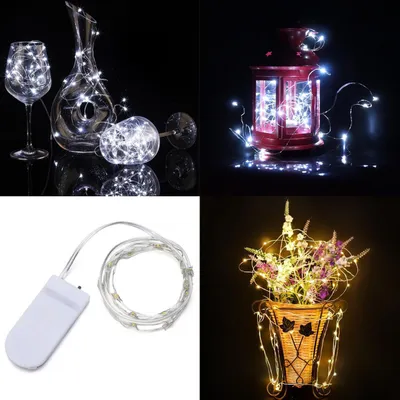 مجموعة من 6 مصابيح LED صغيرة تعمل بالبطارية، 20 مصباح LED، سلك نحاسي، سلسلة إضاءة خرافية، طول 2 متر