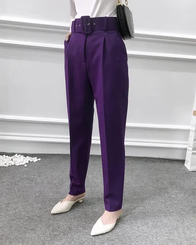 European And American Women's Clothing Plus Color With Belt Pants