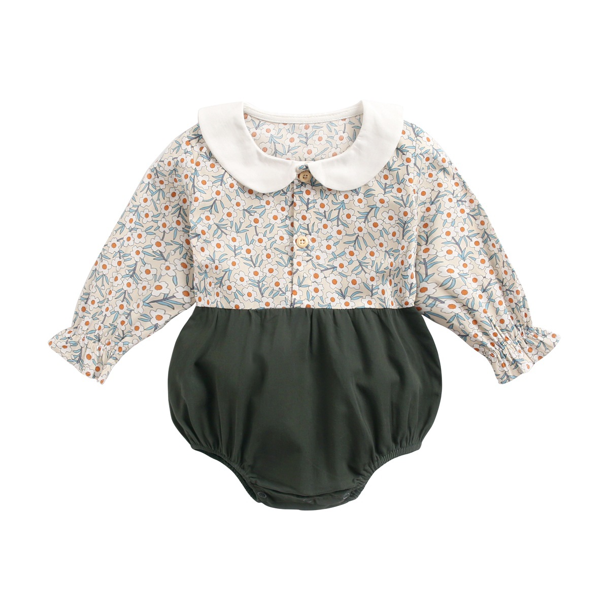 Baby clothes spring and autumn floral one-piece long-sleeved triangle bag fart