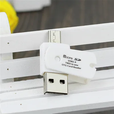 Rotating USB2.0 TF Card Reader 2-in-1 Micro Usb Android Phone OTG Card Reader
