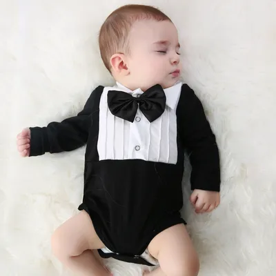 Black long-sleeved romper fake two-piece baby onesies