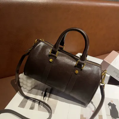 Genuine Leather Melard Vintage Handbag, Cross-Border Women's Bag, Light Luxury Chic Boston Top-Layer Cowhide Shoulder Bag