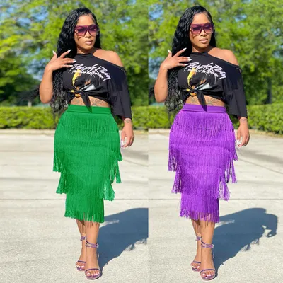Women's Fashion Simple Print Short Sleeve T-shirt Knotted Skirt Set