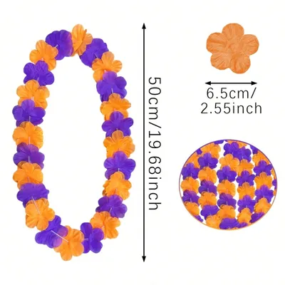 Pack Of 24 Halloween Party Item Flower Chains Halloween Themed Garlands Orange Purple Black Trick Or Treat Holiday Decoration Chain Accessories For Halloween Home Decoration Birthday Party Supplies