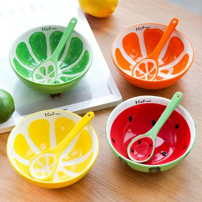 Cute Creative Japanese Fruit Watermelon Ceramic Bowl Suit