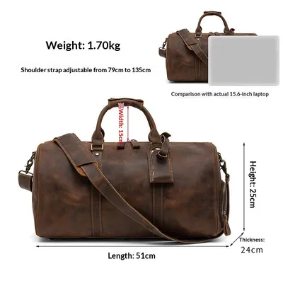 New Men's Genuine Leather Travel Bag, First-Layer Cowhide, Large Capacity Men's Handbag, Casual Travel And Business Trip Luggage Bag