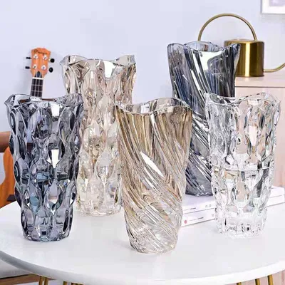 Light Luxury Glaze Crystal Glass Vase Flower Arrangement Decoration Utensils Ornaments Crafts
