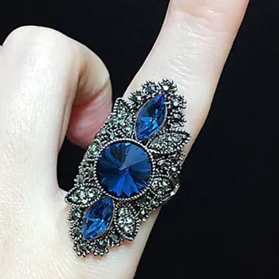 Fashion Women's Jewelry Plated With Blue Zircon Ring