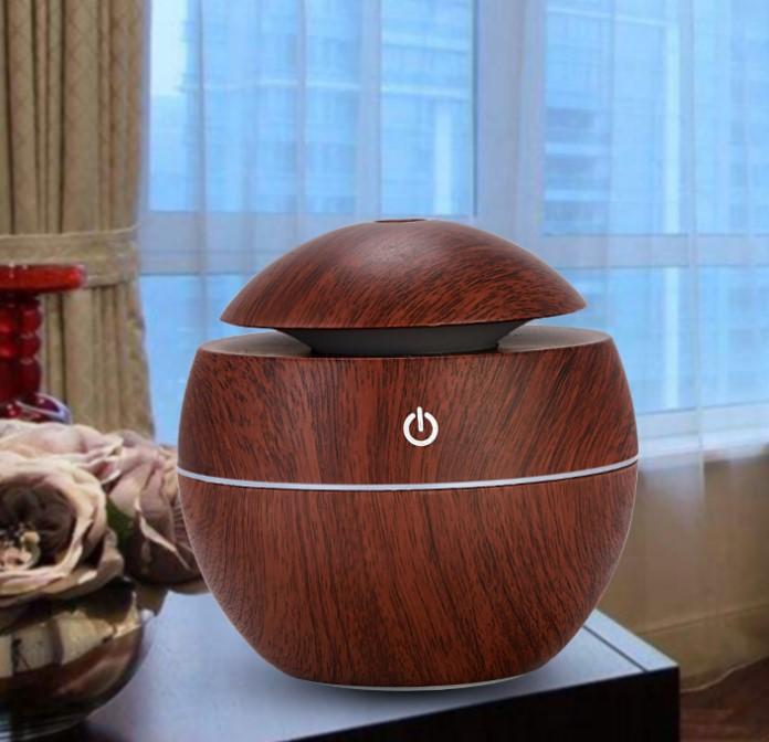 Portable Mini Wood Grain Round Air Humidifier, Household Desktop Ultrasonic Humidifier, Air Purifier Aroma Diffuser For Indoor Use