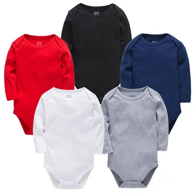 Baby One-piece Long Sleeve Pure Color Autumn Newborn Baby Romper