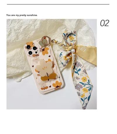 Autumn Leaves And Flowers With Bow Silk Scarf Phone Cases