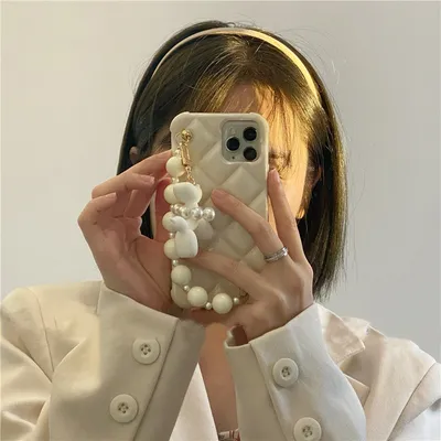 Dog Pendant Chain Rhombus Mobile Phone Case