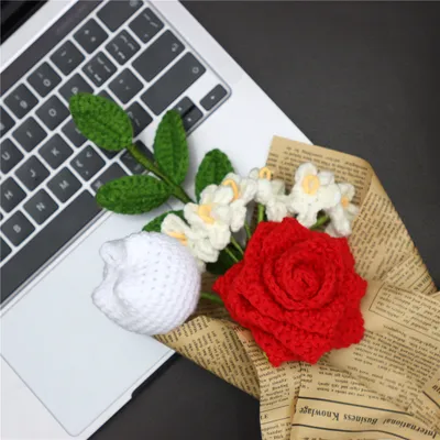 Handmade Crochet Flower Bouquet For Birthday,wedding,party Gift
