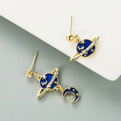 European And American Fashion Planet Moon Earrings