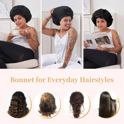 Silk Bonnet, Satin Hair Bonnet For Sleeping For Wavy Curly Natural Hair