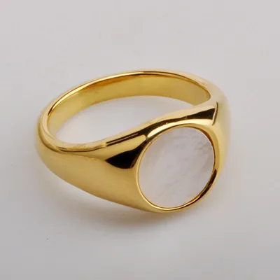 Round White Mother-of-pearl Shell Ring Female