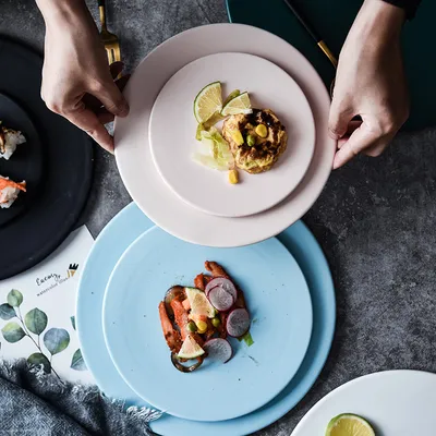 Home Simple Matte Round Sushi Plate