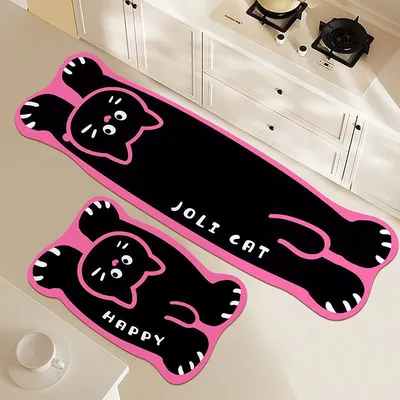 Kitchen Set Absorbent Floor Mat Diatom Mud Wear-resistant Foot Pad Cartoon Non-slip Oil-absorbing Mat Stain-resistant Carpet Anti-Oil, Anti-Slip, Dirty, Easy To Take Care Of Carpet
