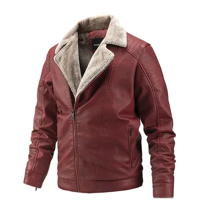 Men's Fur Leather Motorcycle Leather Casual PU