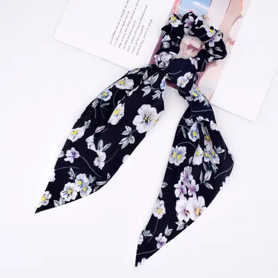 Small floral ponytail long streamer hair band