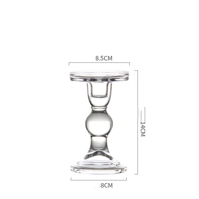 Glass Candle Holder Transparent Glass Set Candle Holder High Foot Crafts Wax Holder