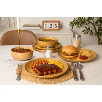 12-Piece Stoneware Dinnerware Sets With Mugs  Microwave & Dishwasher Safe Non-Toxic Dinner Plates Bowls Set  Stackable Matte Glaze Kitchenware For 3
