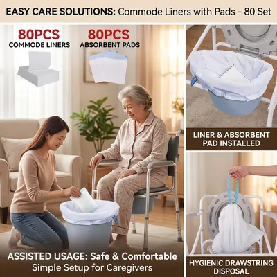 Pack Of 160 Commode Liners With Absorbent Pad Odorless Disposable Bags Universal