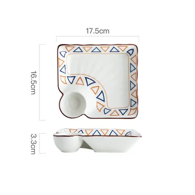 Hand Painted Bakeware Heart Shaped Plate Square Dumpling Plate