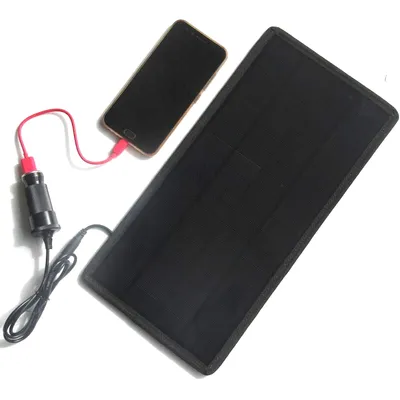 5W portable solar car battery charger solar charging car emergency charging supplement loss