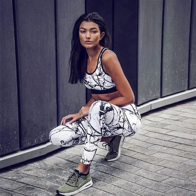 Women Slim Printed Sports Yoga Suit