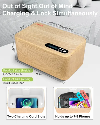 Portable Phone Lock Box With Timer For IPhone And Android Phones, Self-Control Timed Phone Jail Locker To Help Kids,Students, Adults Focus Back, Unplug From Phones Boost Your Mental Wellness
