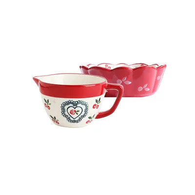 Sharp-mouthed Ceramic Handle Home Baking Sauce And Egg Bowl
