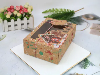 Christmas Gift Box Candy Cookie Santa Snowman Cartoon Kraft Paper Xmas Kids Bags New Year Event Party Supplies