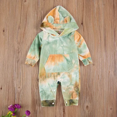 Tie Dye Romper Hooded Baby Jumpsuit Kids
