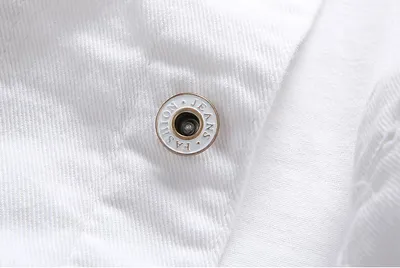 Casual Holes Pocket White Denim Vests