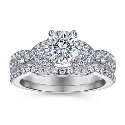 Micro-set Diamond  925 Sterling Silver Two-in-one Combination Ring