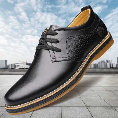 New Men's Shoes Round Toe Lace-Up Casual Shoes