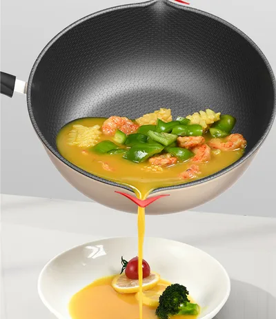 مقلاة حث منزلية من نوع Honeycomb Wok مع موقد غاز مخصص
