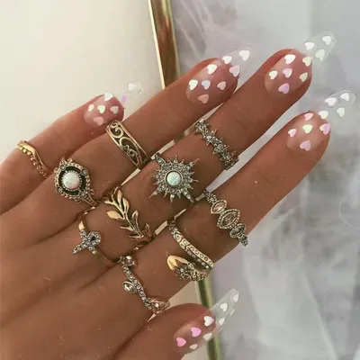 New Metal Zircon Ring Set